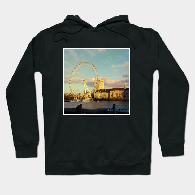 London Eye photography beautiful blue sky with clouds famous city Hoodie by BoogieCreates